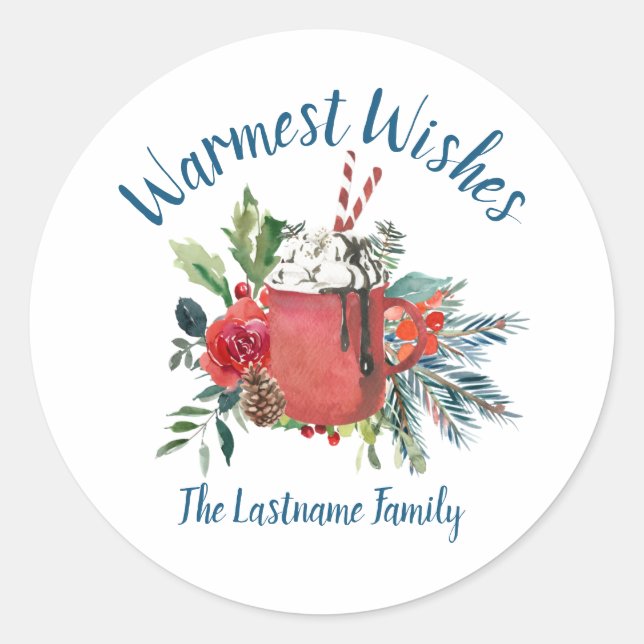 Pegatinas navideñas de chocolate caliente (Anverso)