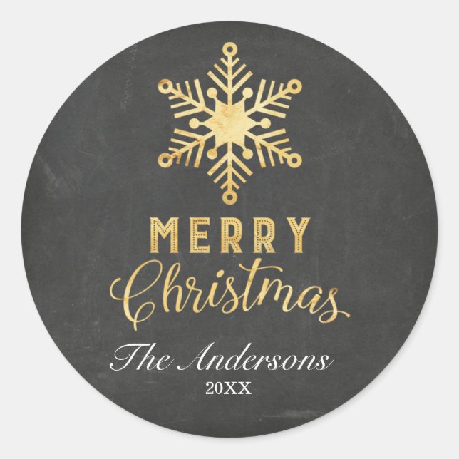Pegatinas navideñas de copos de nieve de oro (Anverso)