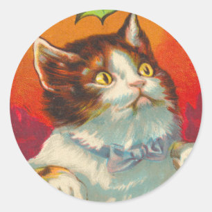 Pegatinas navideñas de gato victoriano