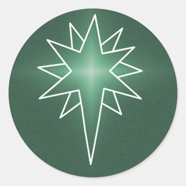Pegatinas navideñas de la estrella del norte, verd (Anverso)