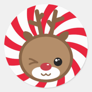 Pegatinas navideñas de los renos de Kawaii