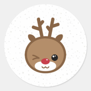 Pegatinas navideñas de los renos de Kawaii