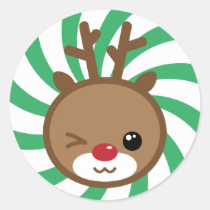 Pegatinas navideñas de los renos de Kawaii