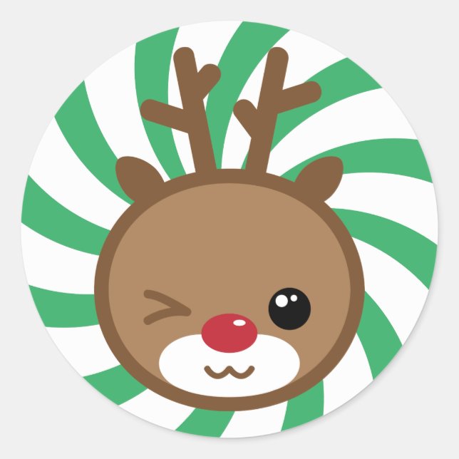 Pegatinas navideñas de los renos de Kawaii (Anverso)