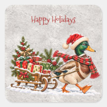 Pegatinas Navideñas de Trineo de Pato Silvestre