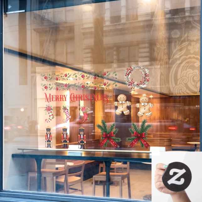 Pegatinas navideñas delanteras de la tienda 02 (Ventana de cafetería)