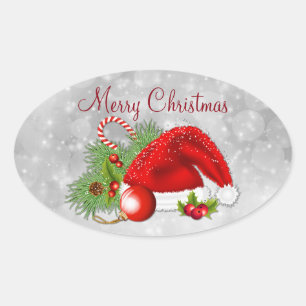 Pegatinas navideñas festivas de Santa Hat