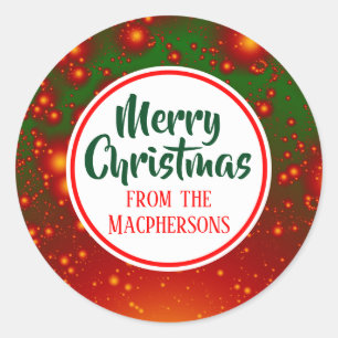 Pegatinas navideñas festivas fractales (Círculo Ro