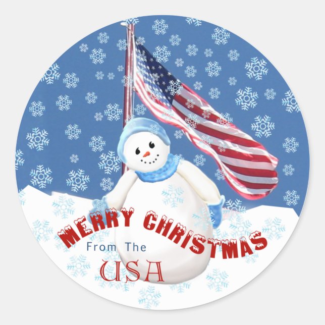 Pegatinas navideñas patrióticas de Snowman con nor (Anverso)