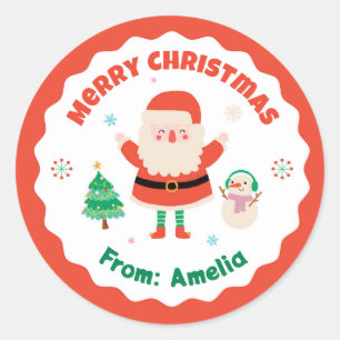 Pegatinas navideñas personalizadas de Santa Claus