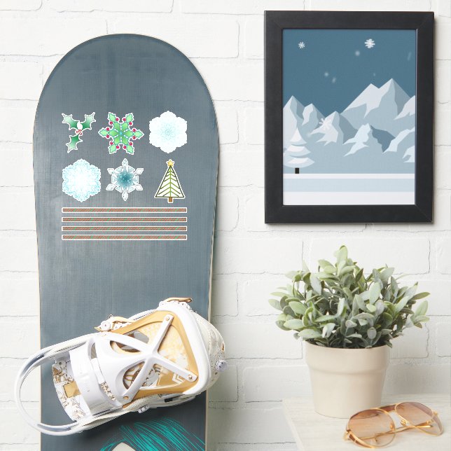 Pegatinas navideñas personalizados #2 (snowboard)