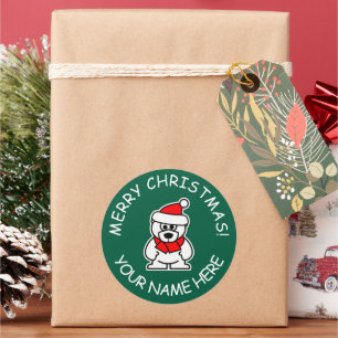 Pegatinas navideñas personalizados con un oso de S