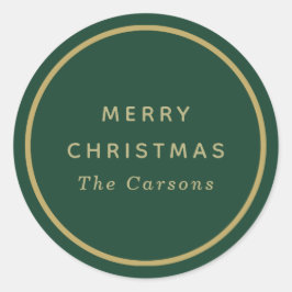 Pegatinas navideñas redondas clásicas verdes y dor