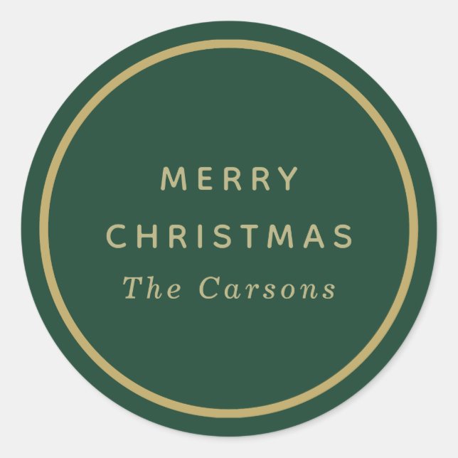 Pegatinas navideñas redondas clásicas verdes y dor (Anverso)
