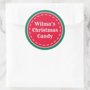 Pegatinas Navideñas Retro Personalizadas Rojo Verd