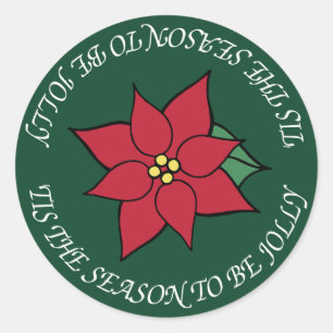 Pegatinas Navideñas Rojas Alegres de Flor de Pascu