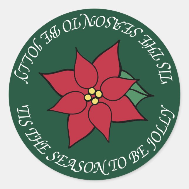 Pegatinas Navideñas Rojas Alegres de Flor de Pascu (Anverso)
