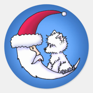 Pegatinas navideñas Santa Moon Westie