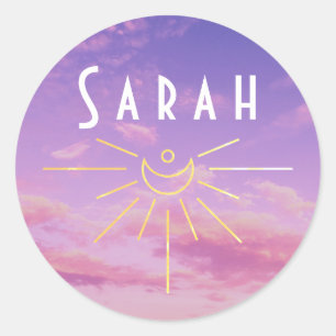 Pegatinas Nombre Sarah Redondas Sunshine Boho Hipp