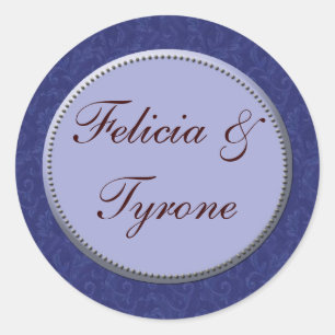 Pegatinas nupciales de damasco azul