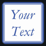 Pegatinas o etiquetas azules y blancas con texto P<br><div class="desc">Estas etiquetas pegatinas personalizadas incluyen texto azul marino sobre un fondo blanco con un borde azul. Puede usar estos pegatinas personalizados como etiquetas de regalo, etiquetas de favores matrimoniales o personalizares para cualquier otro evento u ocasión. El texto se puede personalizar en la página de pedido de producto. No olvide...</div>
