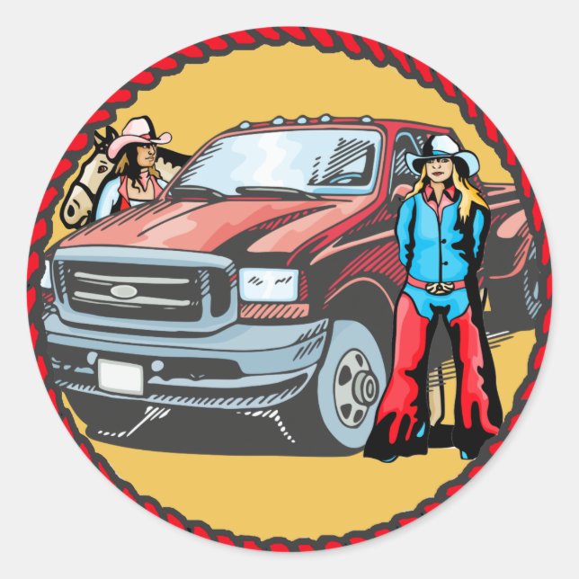 Pegatinas occidentales Rodeo Chicas Vaqueras Con C (Anverso)