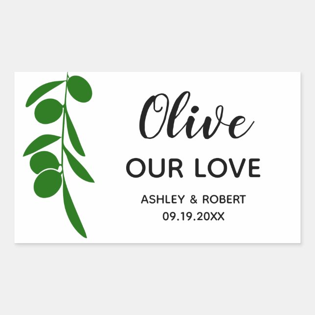 Pegatinas Olive Our Love para Aceite de Oliva, Rec (Anverso)
