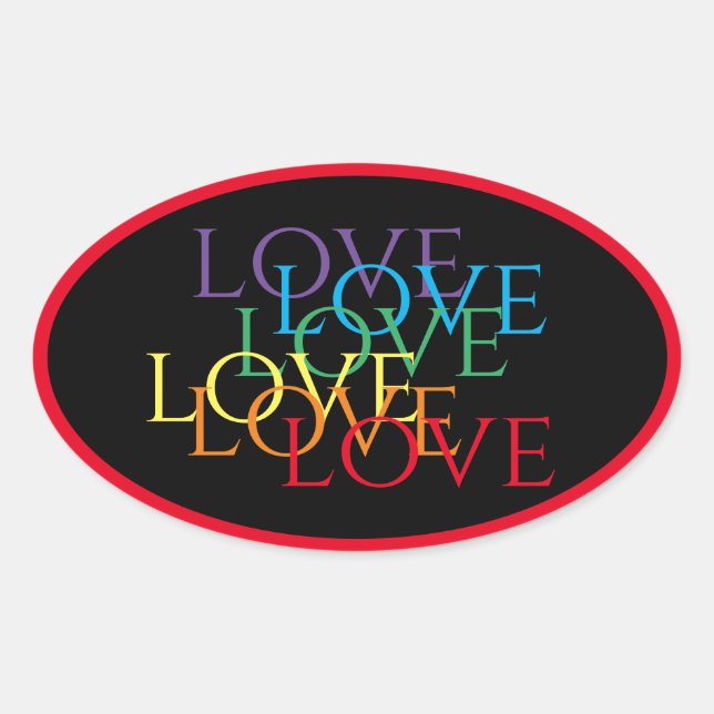 PEGATINAS Oval DE RAINBOW LOVE II / Rojo (Anverso)