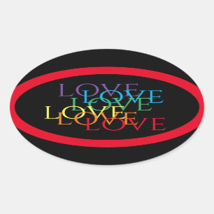 PEGATINAS Oval DE RAINBOW LOVE II / Rojo