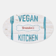 Pegatinas Oval personalizados de cocina vegana