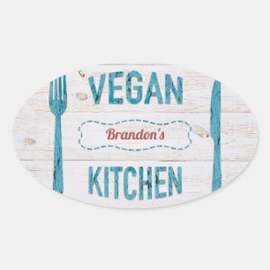 Pegatinas Oval personalizados de cocina vegana