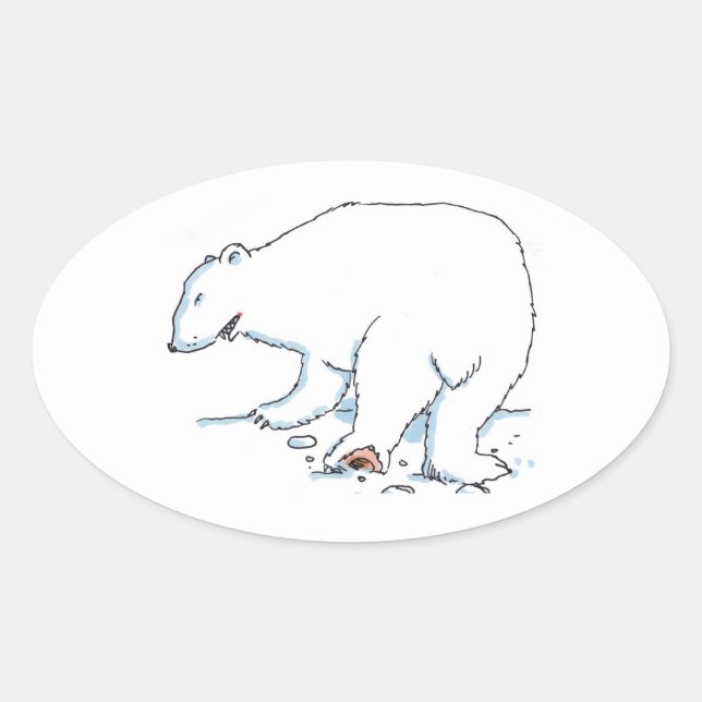 Pegatinas ovaladas de oso polar (Anverso)