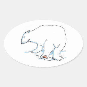Pegatinas ovaladas de oso polar