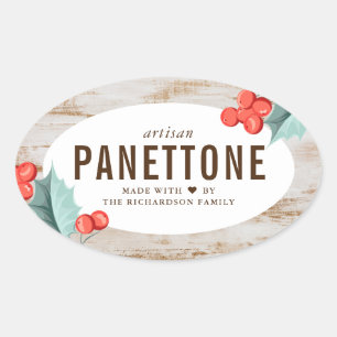 Pegatinas ovaladas de panettone de Navidad