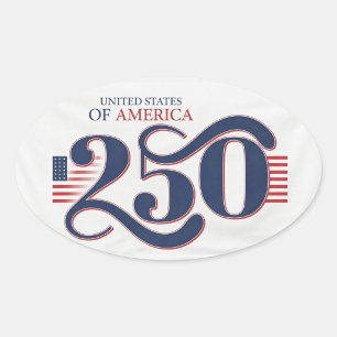 Pegatinas ovaladas patrióticas USA 250