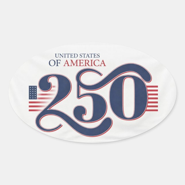 Pegatinas ovaladas patrióticas USA 250 ("Celebrating 250 years of American Spirit")