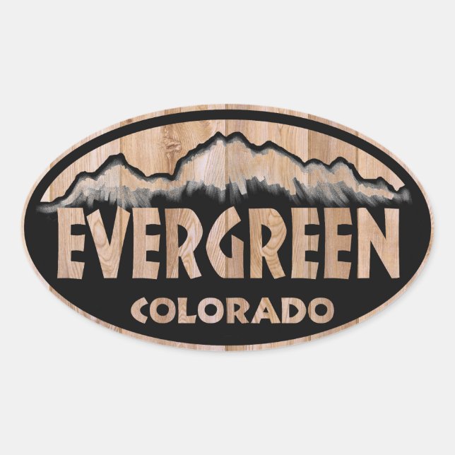 Pegatinas ovalados de madera de Evergreen Colorado (Anverso)