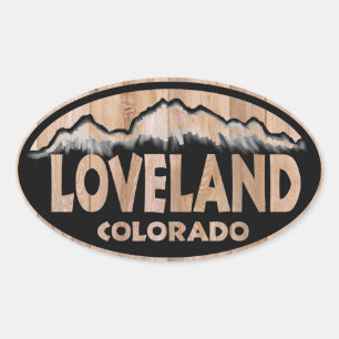 Pegatinas ovalados de madera de Loveland Colorado