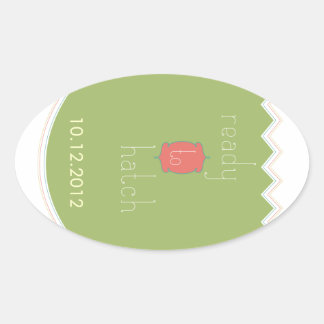 pegatinas ovales de Baby Shower "Ready to Hatch"