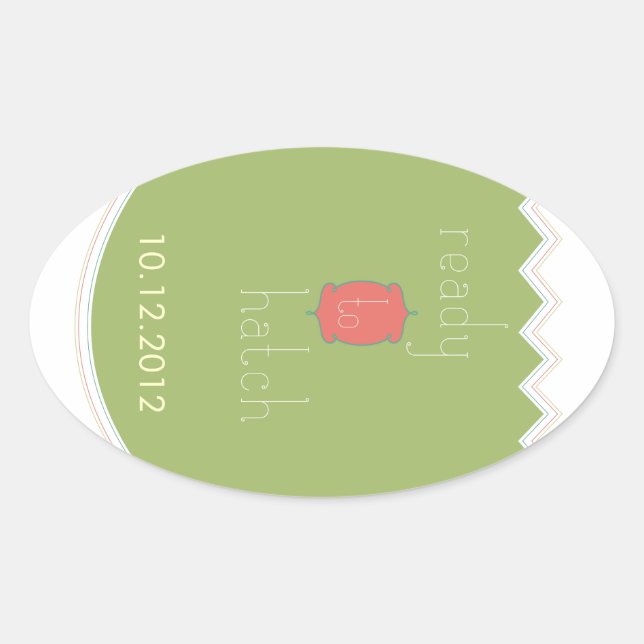 pegatinas ovales de Baby Shower "Ready to Hatch" (Anverso)