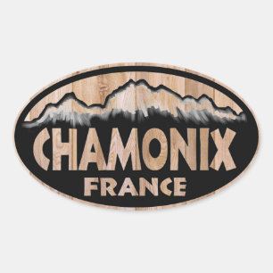 Pegatinas ovales de madera de Chamonix France