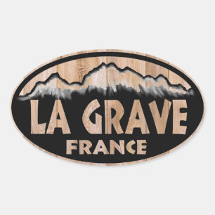 Pegatinas ovales de madera de La Grave France