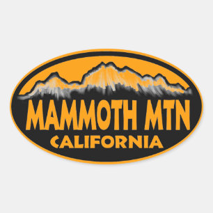 Pegatinas ovales de Mammoth Mountain naranja Calif