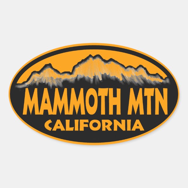 Pegatinas ovales de Mammoth Mountain naranja Calif (Anverso)