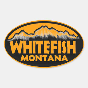 Pegatinas ovales de Whitefish Montana naranja