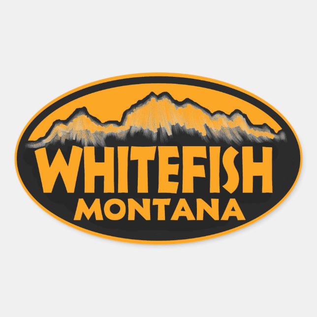 Pegatinas ovales de Whitefish Montana naranja (Anverso)