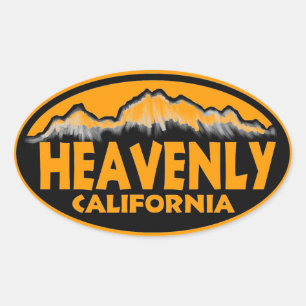 Pegatinas ovales del Heavenly California naranja