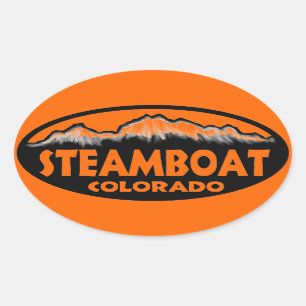 Pegatinas ovales del naranja de Steamboat Springs
