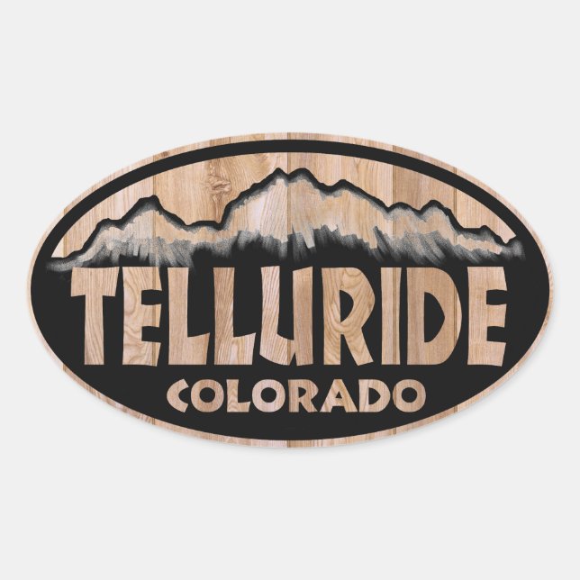 Pegatinas óvalos de señas de madera de Telluride C (Anverso)