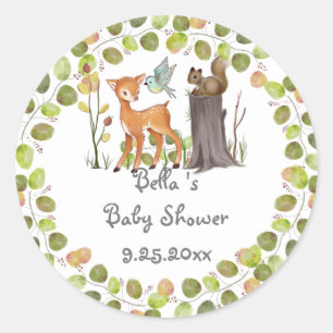 Pegatinas para Baby Shower Animales del bosque
